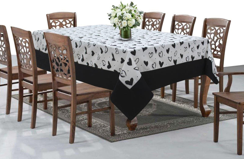 Cotton White Heart with Attached Border Table Cloths Pack of 1 - (2 to 8 Seaters)