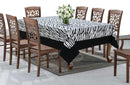 Cotton White Tiger Stripe with Attached Border Table Cloths Pack of 1 - (2 to 8 Seaters)