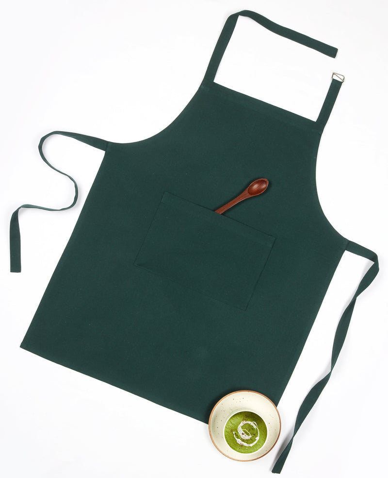 Cotton Christmas Free Size with Adjustable Buckle - Solid Green Apron, Pack Of 1