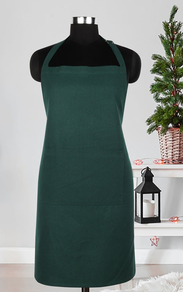 Cotton Christmas Free Size with Adjustable Buckle - Solid Green Apron, Pack Of 1