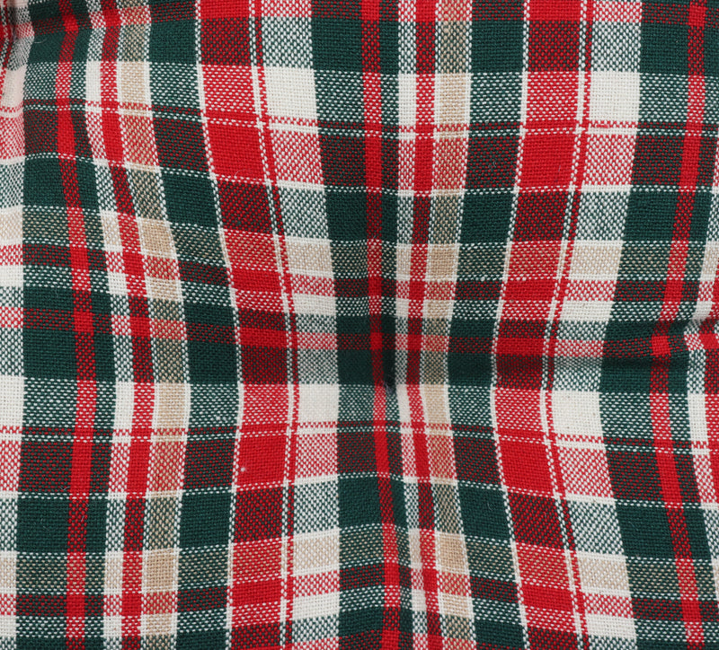 Cotton Christmas Pattern Checked Chair Pads, Pack Of 2
