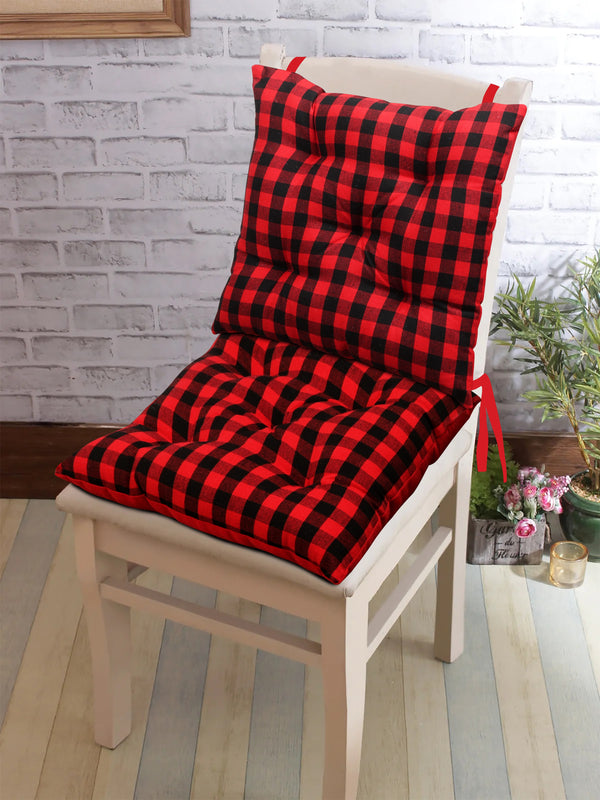 Cotton Christmas Pattern Checked Chair Pads, Pack Of 2