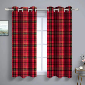 Cotton Xmas Check Orange 7ft Door Curtains Pack Of 2