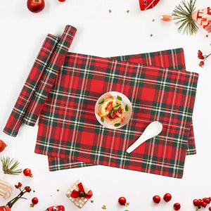 Cotton Christmas Check Red with Green Table Placemats Pack Of 4
