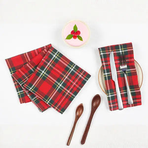 Cotton Xmas Red with Green Table Napkins Pack of 4
