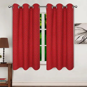 Cotton Buffalo Cross Red 5ft Window Curtains Pack Of 2