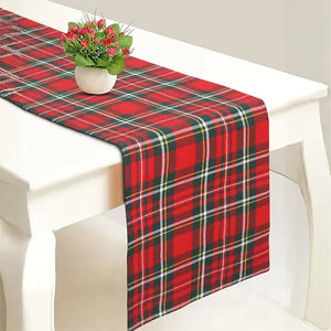 Cotton Christmas Check Red with Green Table Runner