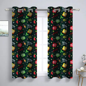 Cotton Xmas Gift Box 5ft Window Curtains Pack Of 2