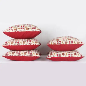 Cotton Xmas Maroon Gift Box Cushion Covers
