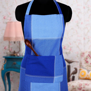 Cotton 4 Way Dobby Blue Free Size Apron