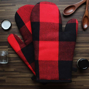 Cotton Big Check With Black Piping Oven Gloves Pack Of 2