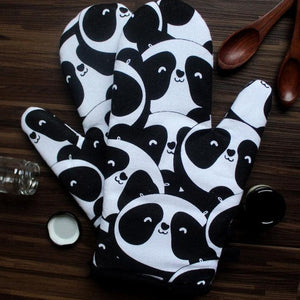 Cotton Black Panda Oven Gloves Pack of 2