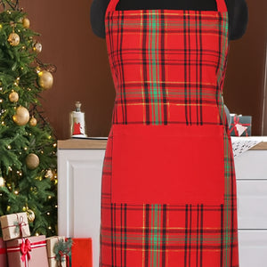 Cotton Christmas Check Free Size Apron