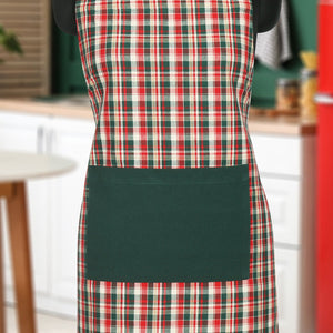 Cotton Christmas Check Free Size with Adjustable Buckle Apron