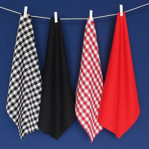 Cotton Gingham Check Red and Black Kitchen Towels Pack Of 4 freeshipping - Airwill