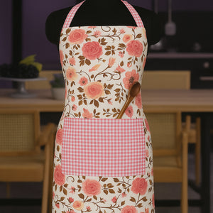 Cotton Isabella With Micro Check Pocket Free Size Apron