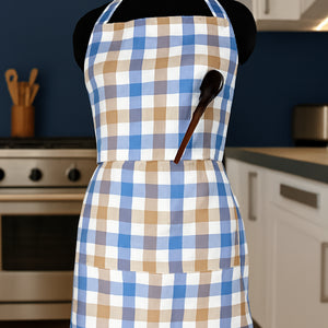 Cotton Lanfranki Blue Check Free Size Apron