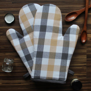 Cotton Lanfranki Grey Check Oven Gloves Pack Of 2