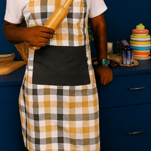 Cotton Lanfranki Grey with Solid Pocket Free Size Apron