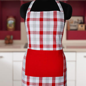 Cotton Lanfranki Red With Solid Pocket Free Size Apron