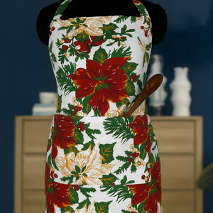 Cotton Maroon Flower Free Size Apron