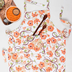 Cotton Orange Flower Free Size Apron