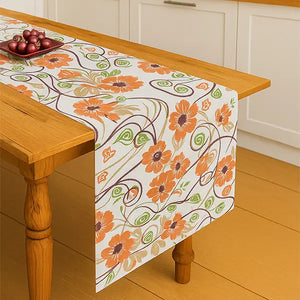 Cotton Orange Flower Table Runner