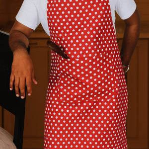 Cotton Polka Dot Red Free Size Apron
