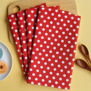 Cotton Red Polka Dot Kitchen Towels Pack Of 4 freeshipping - Airwill