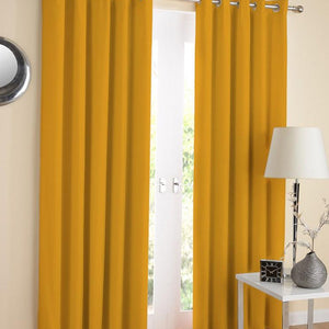Cotton Solid Yellow 7ft Door Curtains Pack Of 2