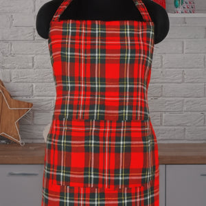 Cotton Xmas Check Free Size with Adjustable Buckle Apron