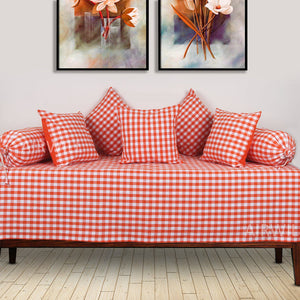 Cotton Opulent Diwan Set Orange & White