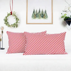 Cotton Candy Maroon Stripe Pillow Covers Pack Of 2