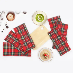 Cotton Xmas Red with Green Kitchen Towels Pack Of 3