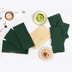 Cotton Xmas Solid Green Kitchen Towels Pack Of 3