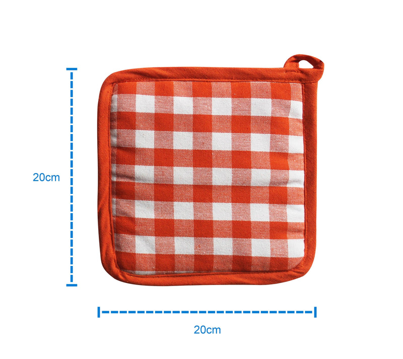 Cotton Gingham Check Orange Pot Holders Pack Of 3 freeshipping - Airwill