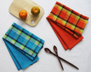 Cotton Iran Check Blue and Orange Kitchen Towels Pack Of 4 freeshipping - Airwill
