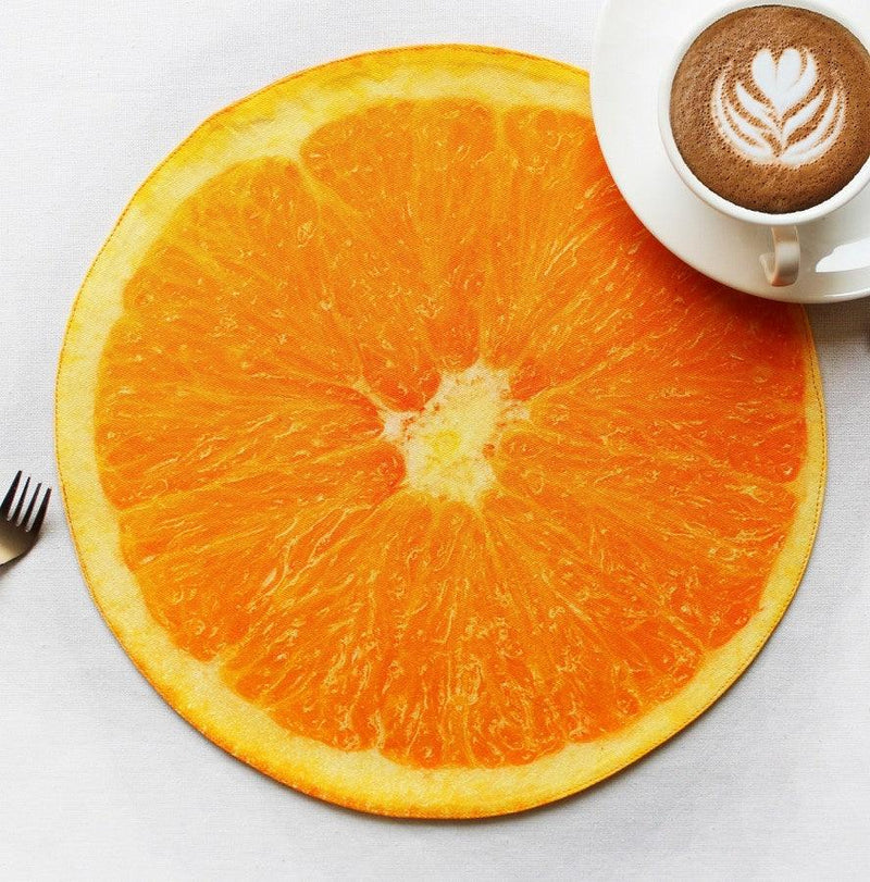 Cotton Designer Orange Fruit Shaped Table Placemats Pack Of 4 freeshipping - Airwill