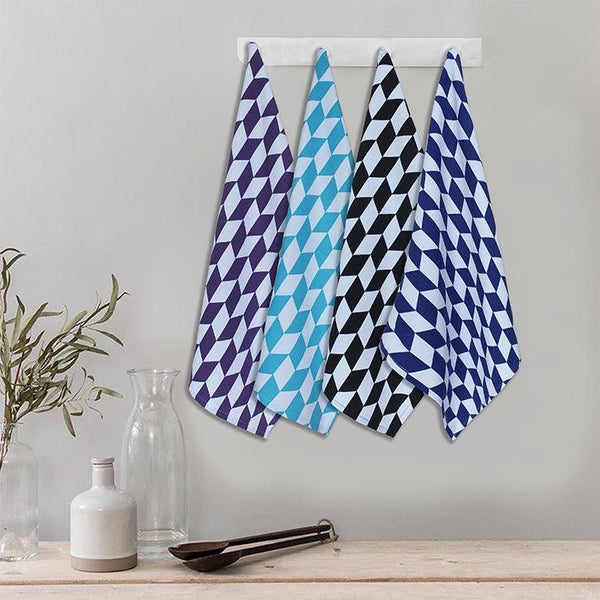 Cotton Classic Diamond Multicolor Kitchen Towels Pack Of 4 freeshipping - Airwill