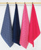 Cotton Polka Dot Pink and Blue Kitchen Towels Pack Of 4 freeshipping - Airwill