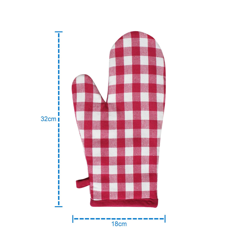 Cotton Gingham Check Pink Oven Gloves Pack Of 2 freeshipping - Airwill