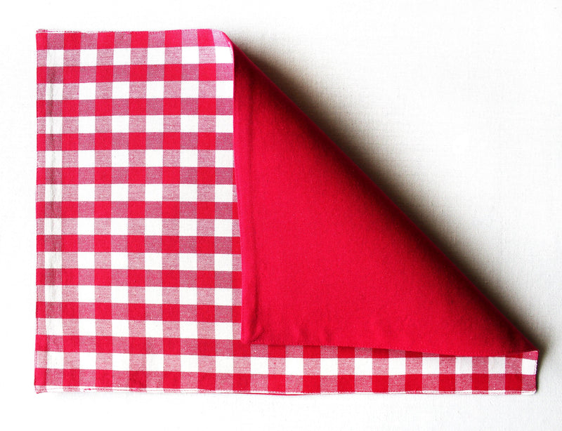 Cotton Gingham Check Rose Table Placemats Pack Of 4 freeshipping - Airwill