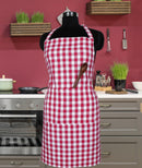 Cotton Gingham Check Pink Free Size Apron Pack Of 1 freeshipping - Airwill