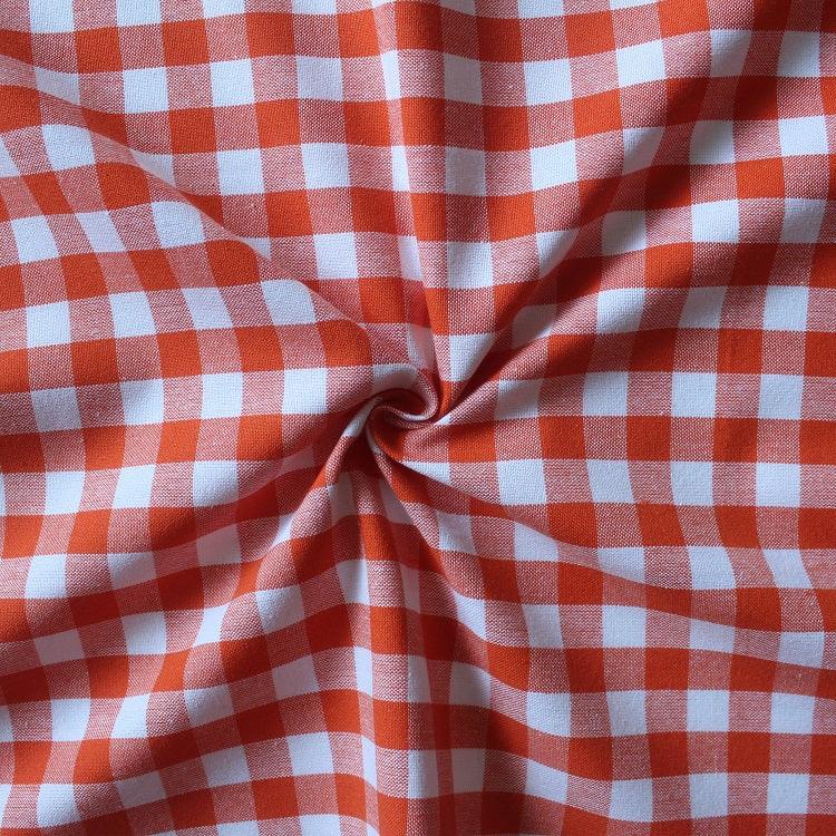 Cotton Gingham Check Orange 7ft Door Curtains Pack Of 2 freeshipping - Airwill