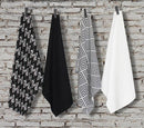 Cotton Zig-Zag Black and White Kitchen Towels Pack Of 4 freeshipping - Airwill