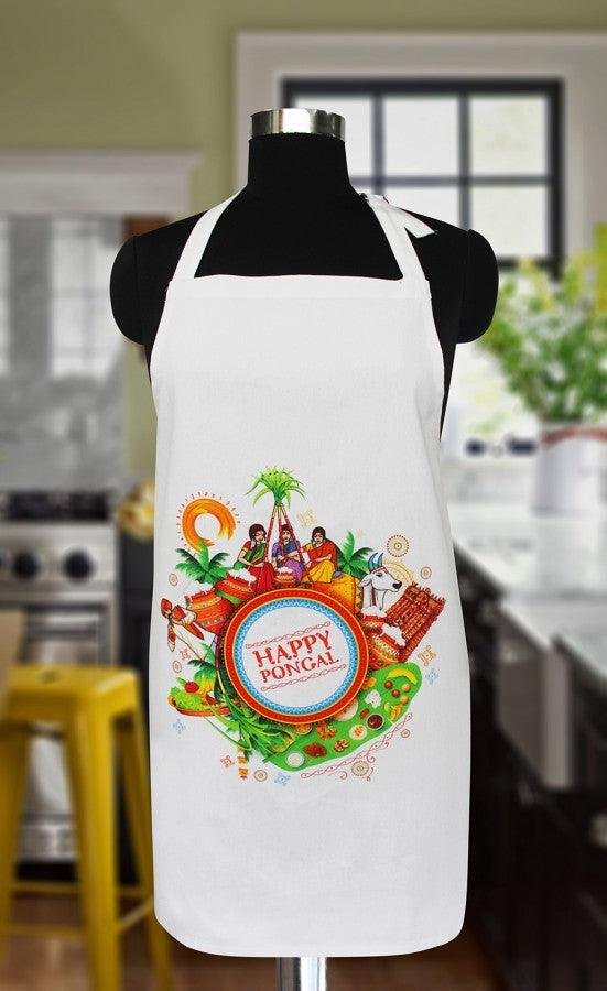Cotton Happy Pongal Free Size Apron Pack Of 1 freeshipping - Airwill