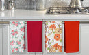 Cotton Pink and Orange Flower Kitchen Towels Pack Of 4 freeshipping - Airwill