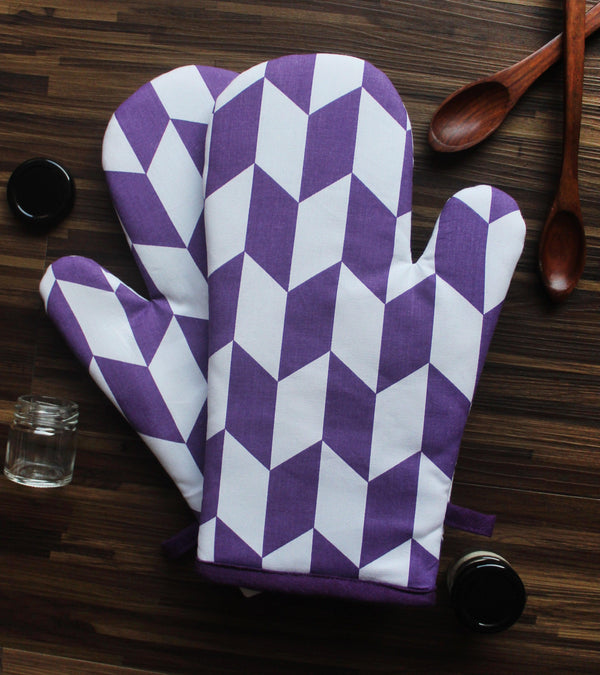 Cotton Classic Diamond Purple Oven Gloves Pack Of 2 freeshipping - Airwill