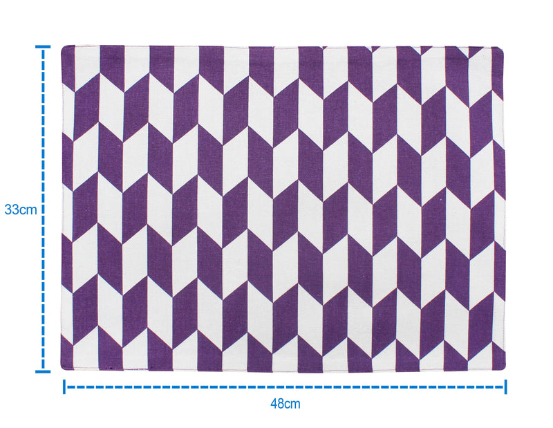 Cotton Classic Diamond Purple Table Placemats Pack Of 4 freeshipping - Airwill