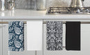 Cotton Damask Blue and Black Kitchen Towels Pack Of 4 freeshipping - Airwill